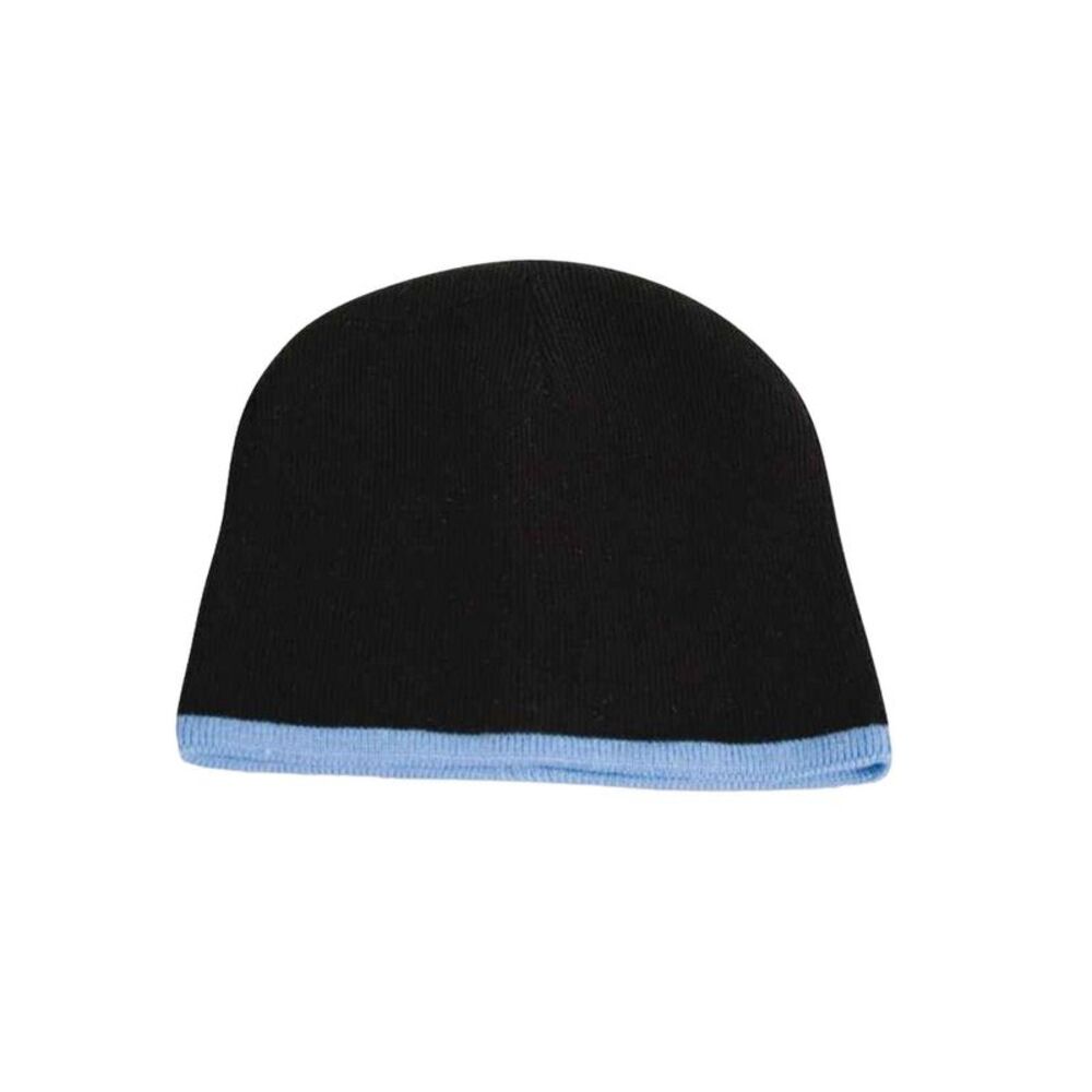 Result Winter Essentials Unisex Adult Reversible Fashion Beanie / Black/Sky